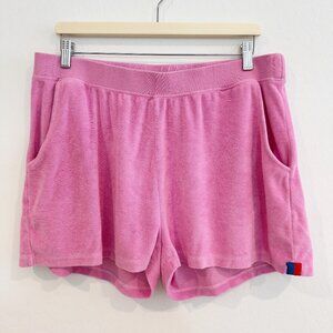 Kule The Terry Venus High Rise Pull On Elastic Waist Shorts Casual Flamingo Pink
